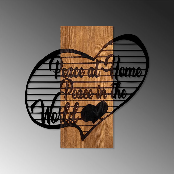 Wallity Peace At Home Peace in The World 1 - Escultura de Pared Nogal y Negro Wallity Peace At Home Peace in The World 1 - Escultura de Pared Nogal y Negro